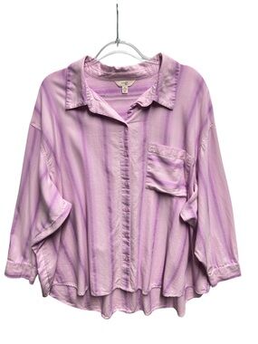 NEW Terra Sky Pure Cotton Plus 20W-22W Knit Pinstripe Oxford Poplin Preppy Shirt